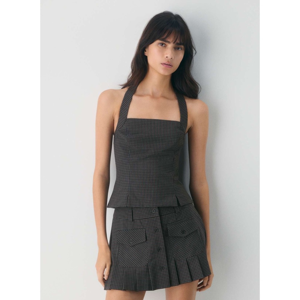 nwot Sunday Best Gala halter top marled med grey 8